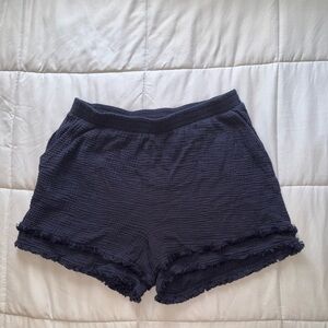 Cynthia Rowley Navy Blue Textured Shorts With Raw Hem and Pockets Size 1X